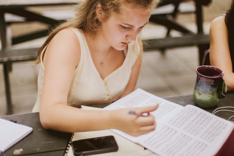 Student studying